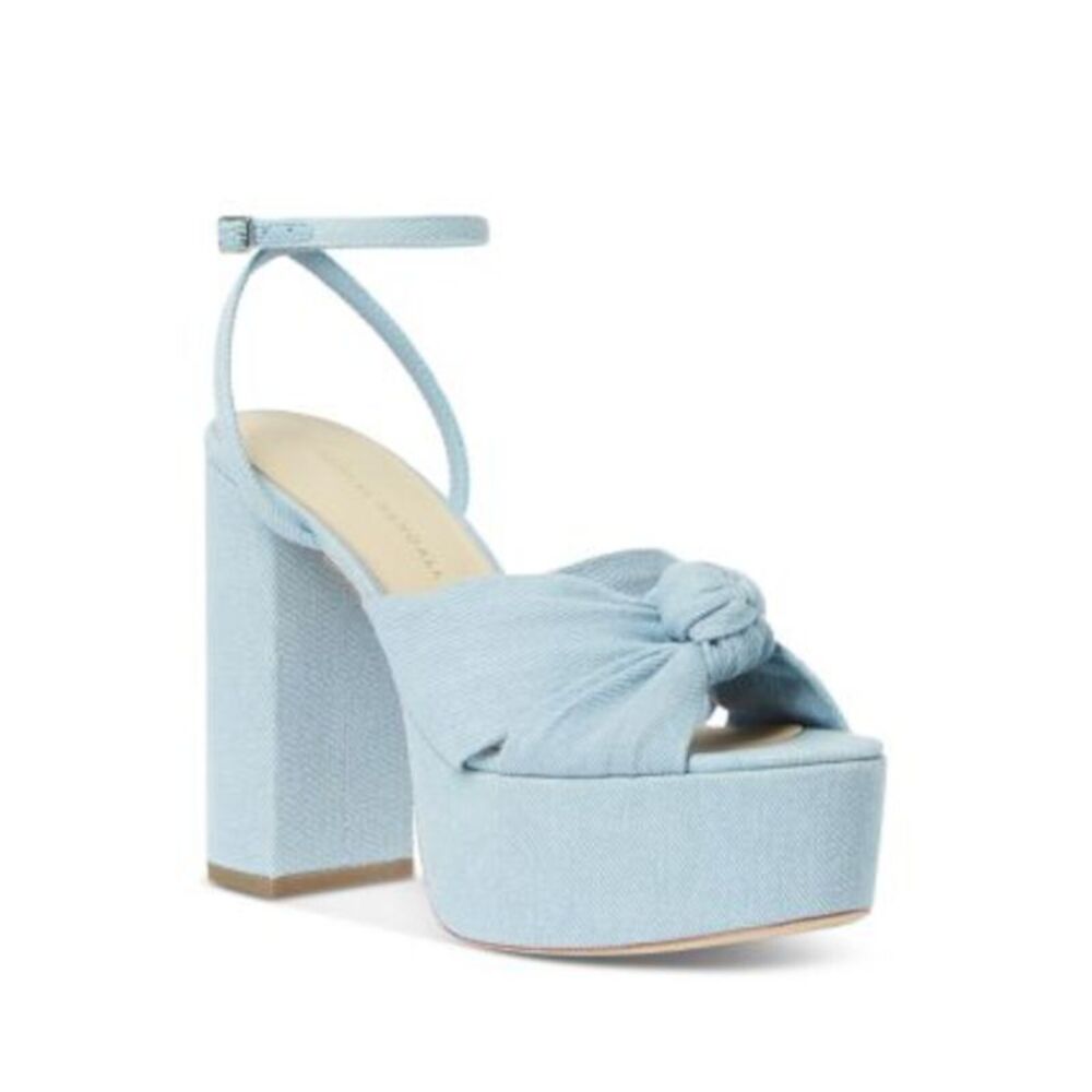 LOEFFLER RANDALL Womens Light Blue Denim Roz-den Open Heeled Sandal 9 B